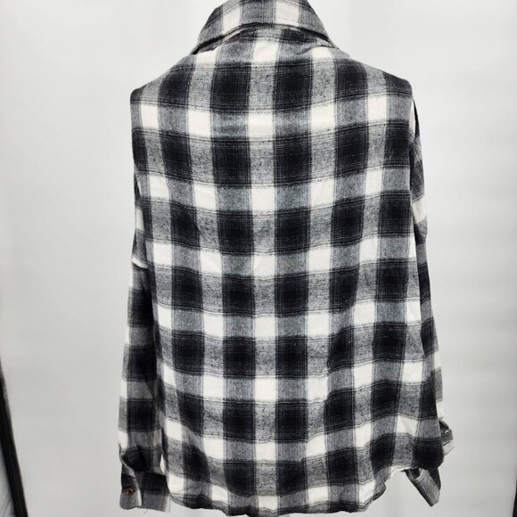 SHEIN Twist Knot Oversized Long Sleeve Plaid Button Front Shirt XS NWT - Picture 6 of 11